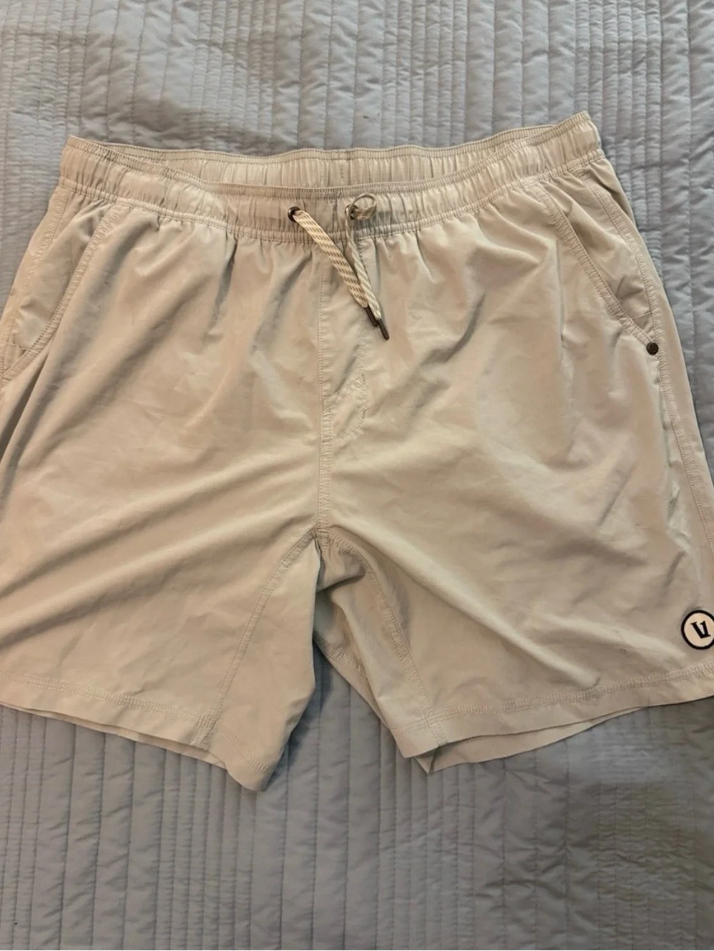 Light Beige Men's Athletic Shorts with Drawstring